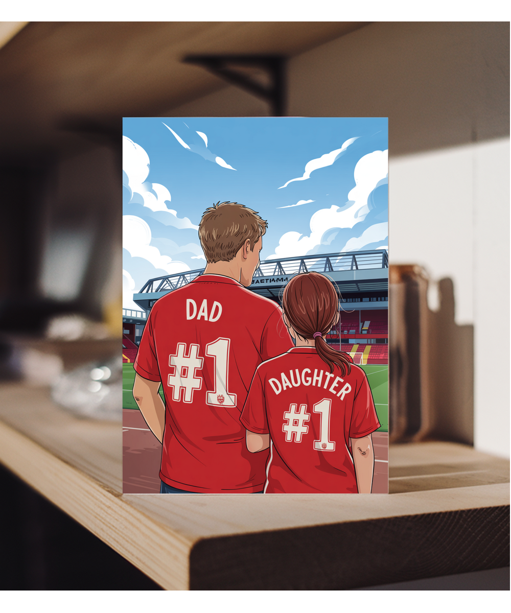 football red number one dad and daughter