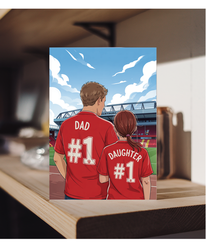football red number one dad and daughter