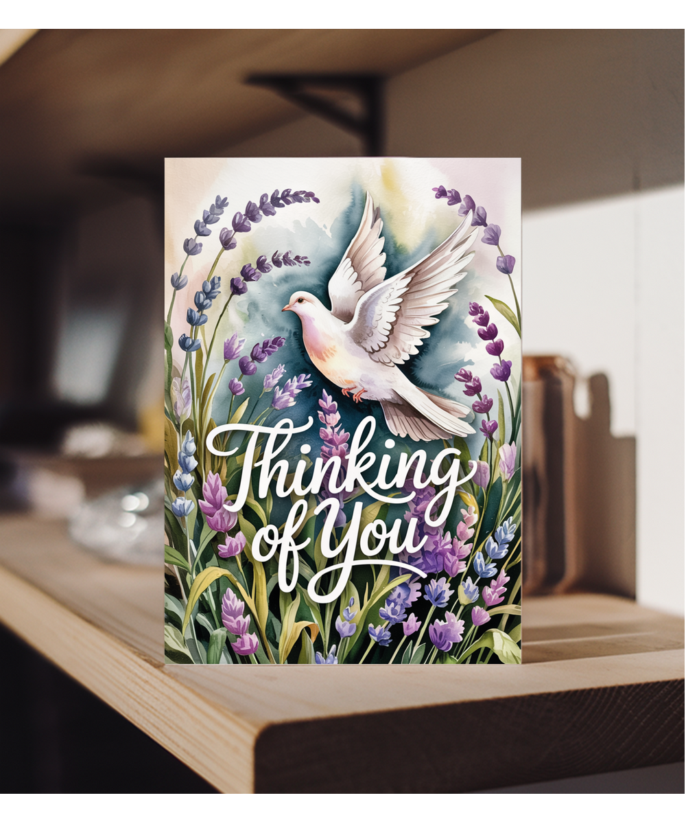 Sympathy Card Thinking of You Missing Loved Ones Dove and Lavender