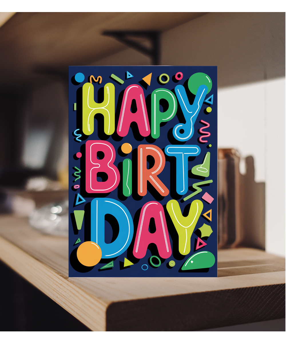 Neon Typography with Abstract Shapes