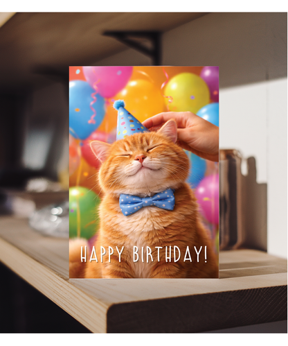 Happy Birthday Ginger Party Cat