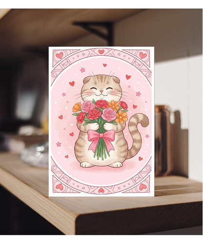 British fold cat flowers valentine's day Happy Birthday Happy Mother's day