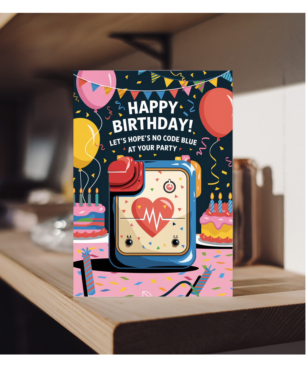Nurse Birthday Card Let’s Hope There’s No Code Blue at Your Party