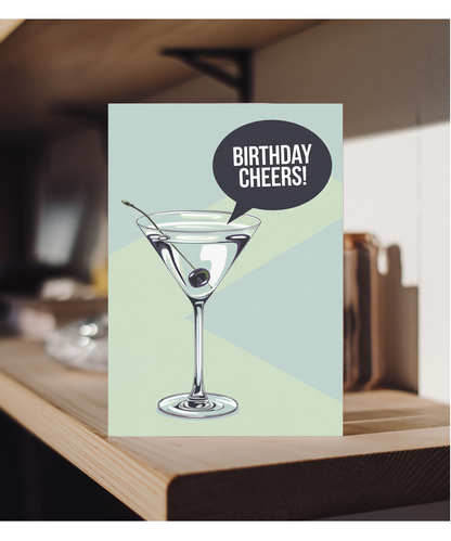Birthday Cheers card martini glass for her him
