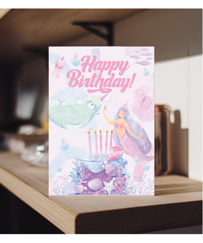 Happy Birthday card Mermaid celebration