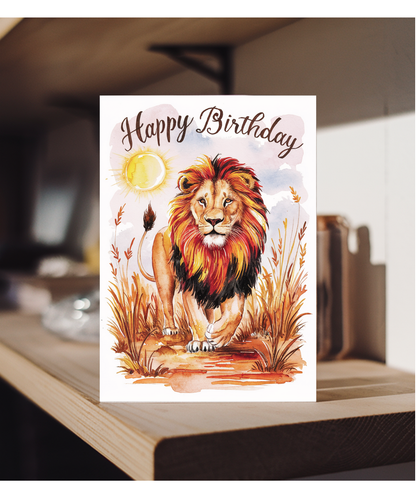 Happy Birthday cute Lion watercolour