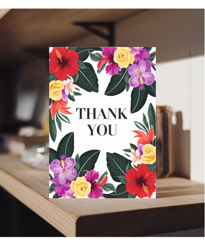 Thank You - Tropical Flower and Leaf Border