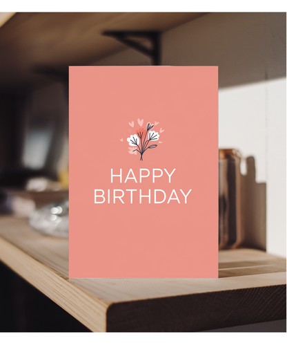 Happy Birthday Card minimalist flower bouquet