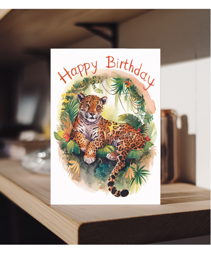 Happy Birthday cute jaguar watercolour