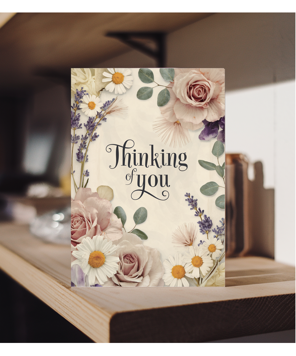 Thinking of You Sympathy Card with Soft Flower Border