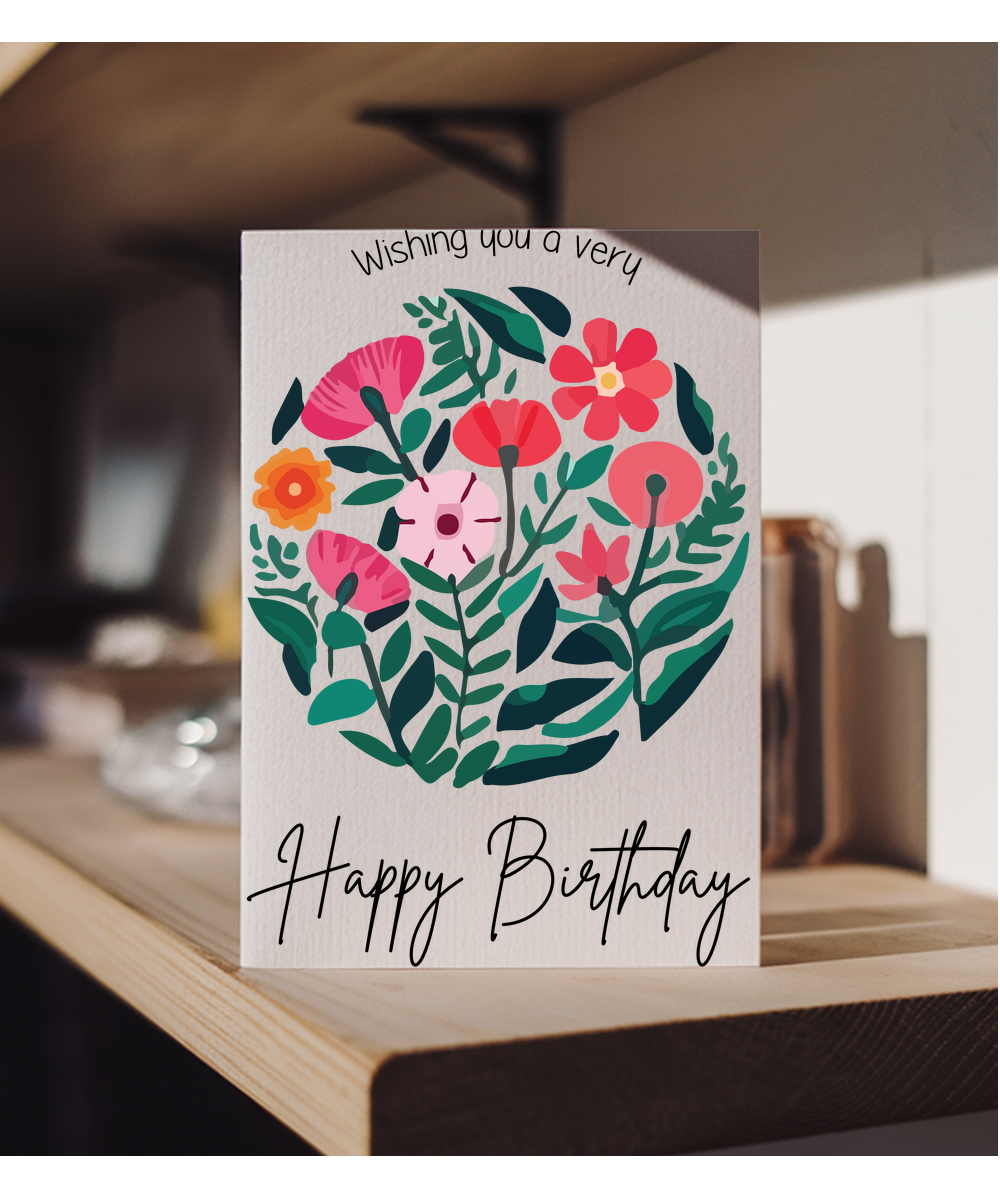 floral circle wishing you a very happy birthday