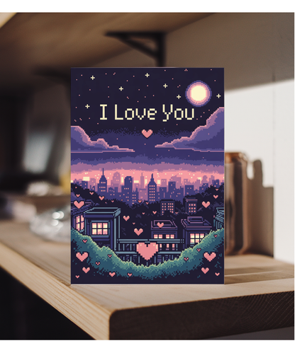 Valentines pixel night sky i love you
