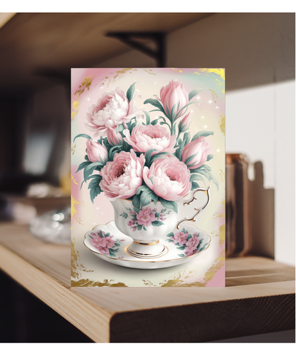 Teacup filled with blooming flowers Grandma