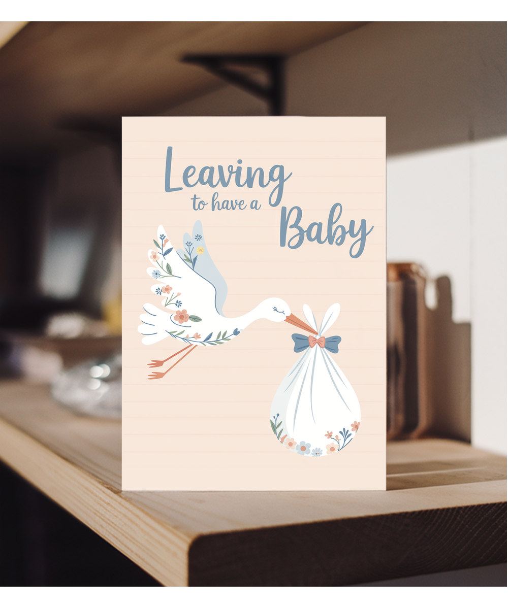 leaving to have a baby stork