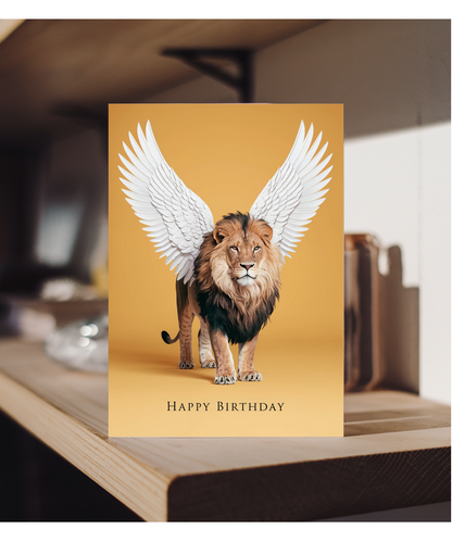 Birthday Card Lion With Wings