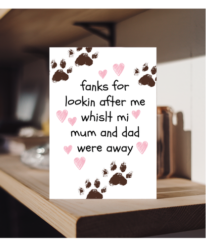 Funny Pet Sitter Thank You Card from the Dog