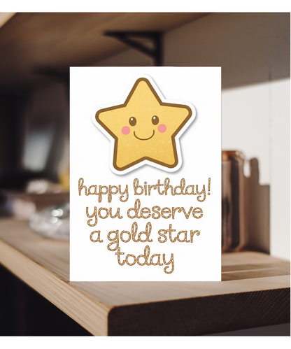 Birthday Card for Teacher You Deserve a Gold Star Today