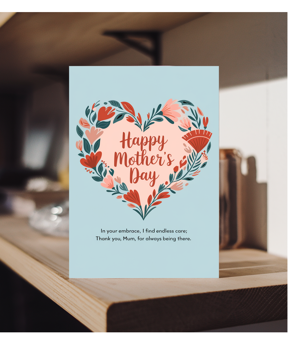 Mothers Day Card traditional poem mum love heart