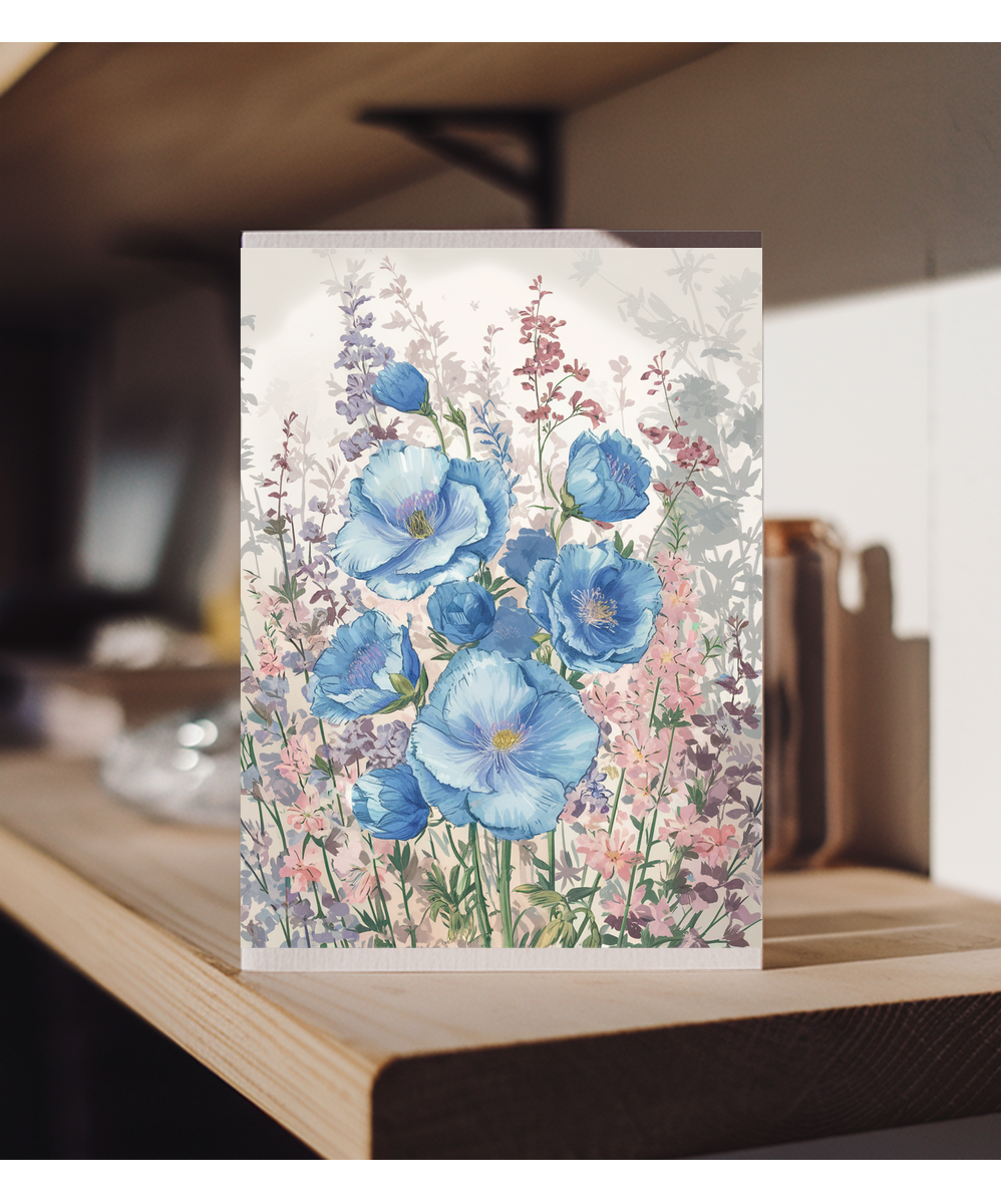Garden with blue flowers