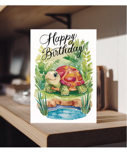 Happy Birthday cute turtle watercolour