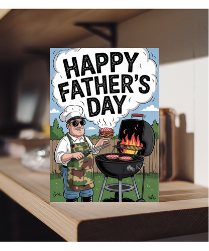 Happy Fathers Day Card Cool Dad on the BBQ