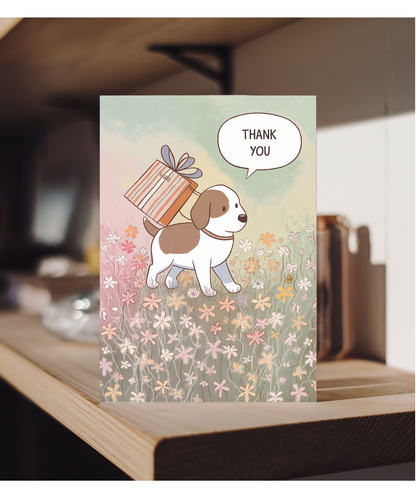 Thank You - Puppy with a Gift Bag