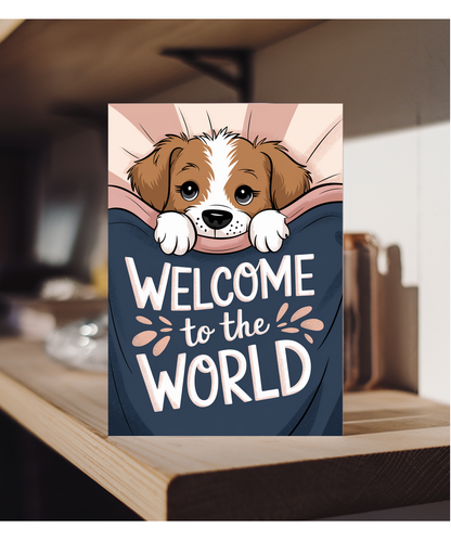 Welcome to the World - Puppy with Baby Blanket