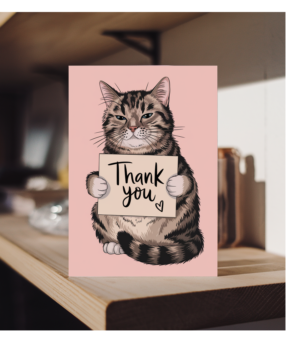 Thank You - Cat with a Thank-You Card