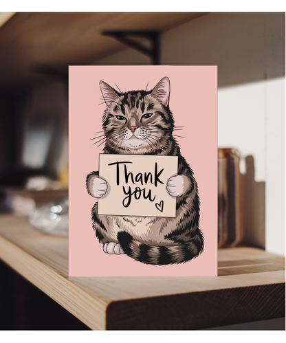 Thank You - Cat with a Thank-You Card
