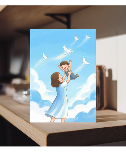 mum and child playful doves Happy Birthday Happy Mother's day