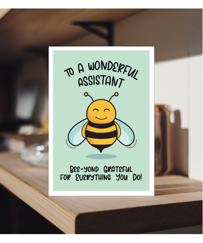 Teacher Thank You Card for Teaching Assistant Beyond Grateful Bee Pun