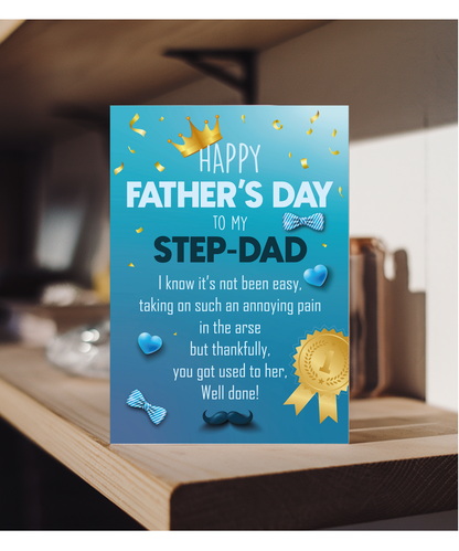 Happy Fathers Day Card to My Step Dad from Son Daughter Hilarious Joke