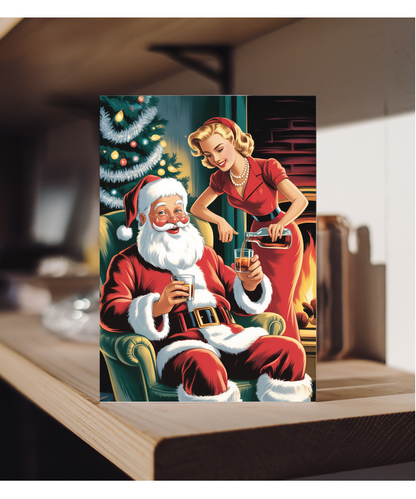 Christmas mummy serving santa some whisky