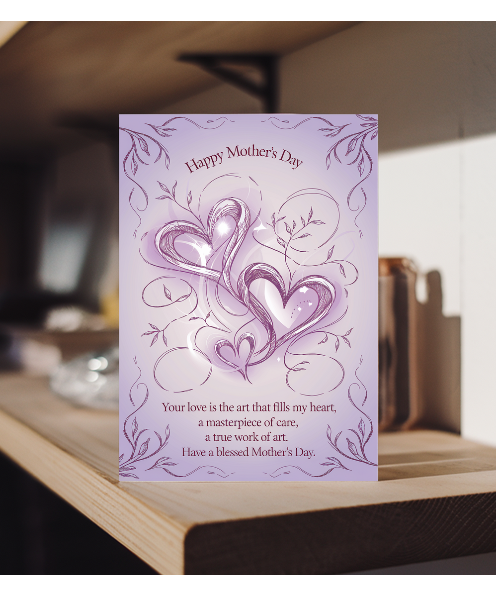 Mothers Day Card Love fills my heart lilac Traditional poem