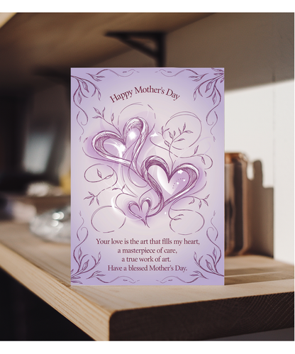Mothers Day Card Love fills my heart lilac Traditional poem