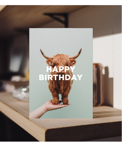 Happy Birthday Card mini Highland Cow