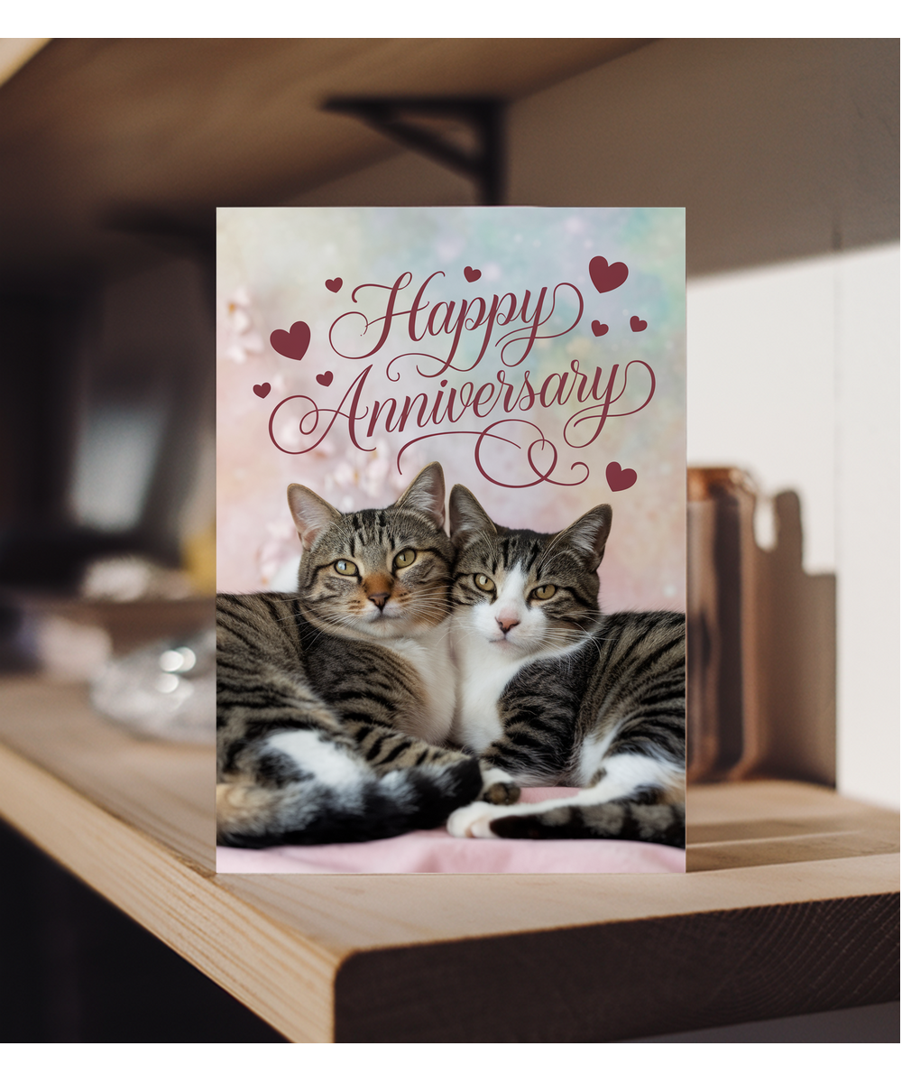 Happy Anniversary with Loveable Cat Couple
