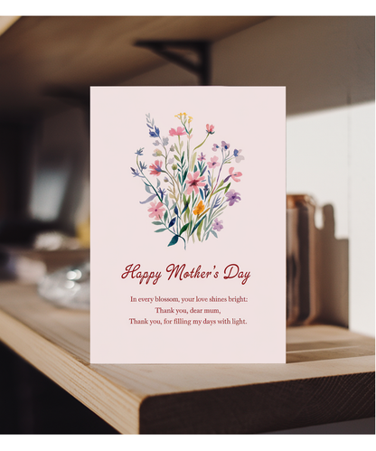 Mothers Day Card flowers from daughter son for mum