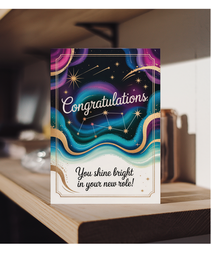 New Job Card Congratulations You Shine Bright in Your New Role