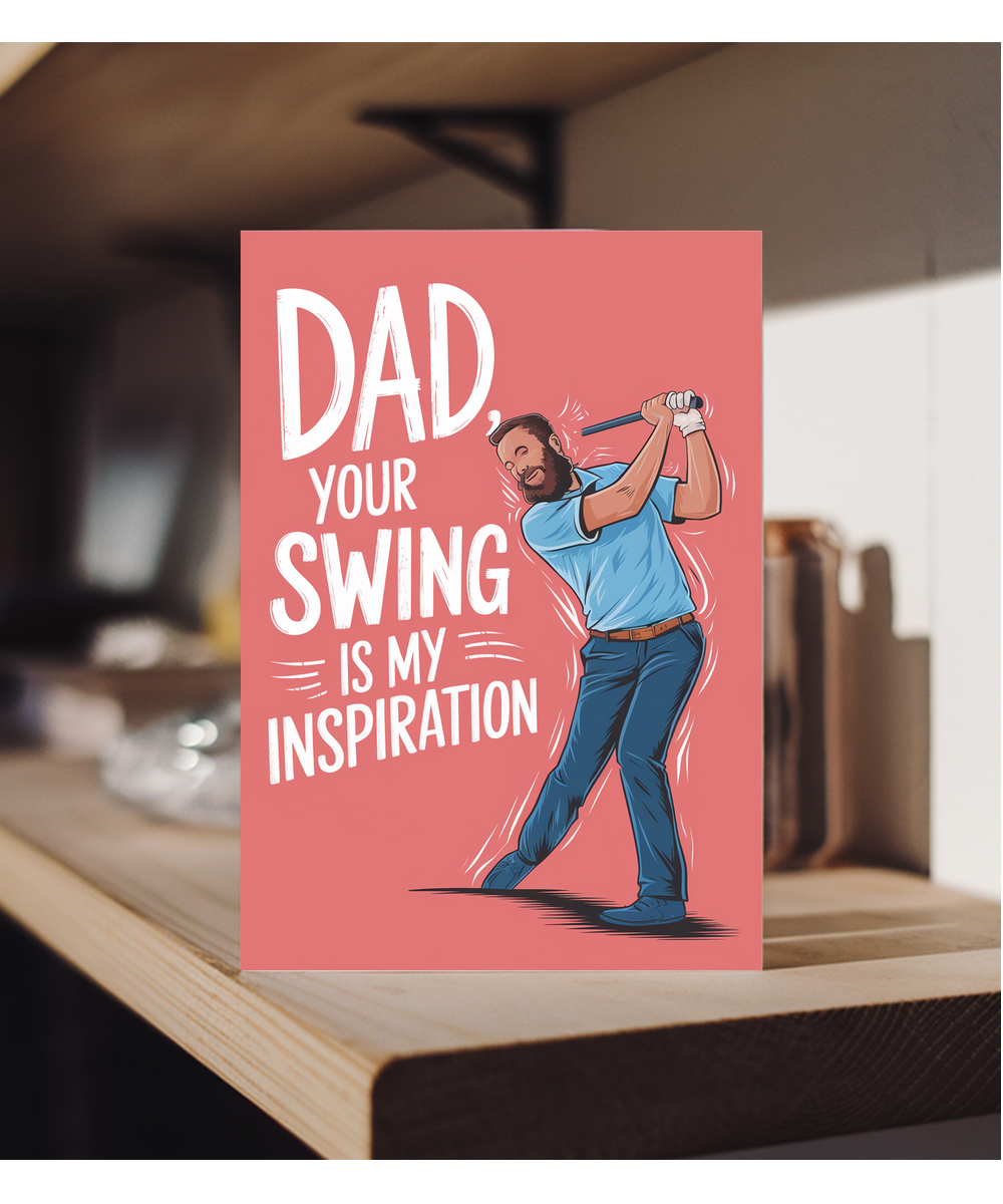 Funny joke card for dad bad swing Golf fathers day