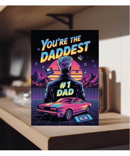 Happy Fathers Day Card Retro Style Youre the Daddest Number One Dad