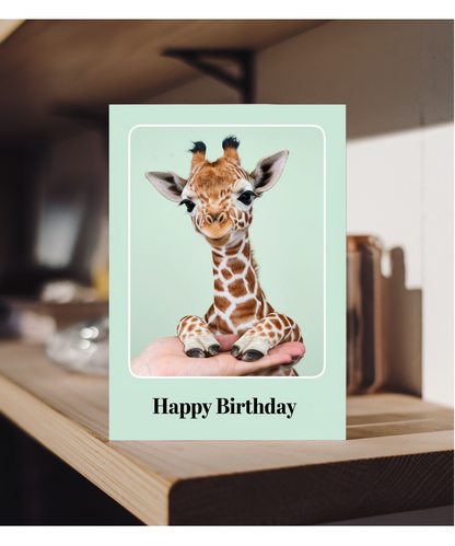 Birthday card Miniture Giraffe cute funny
