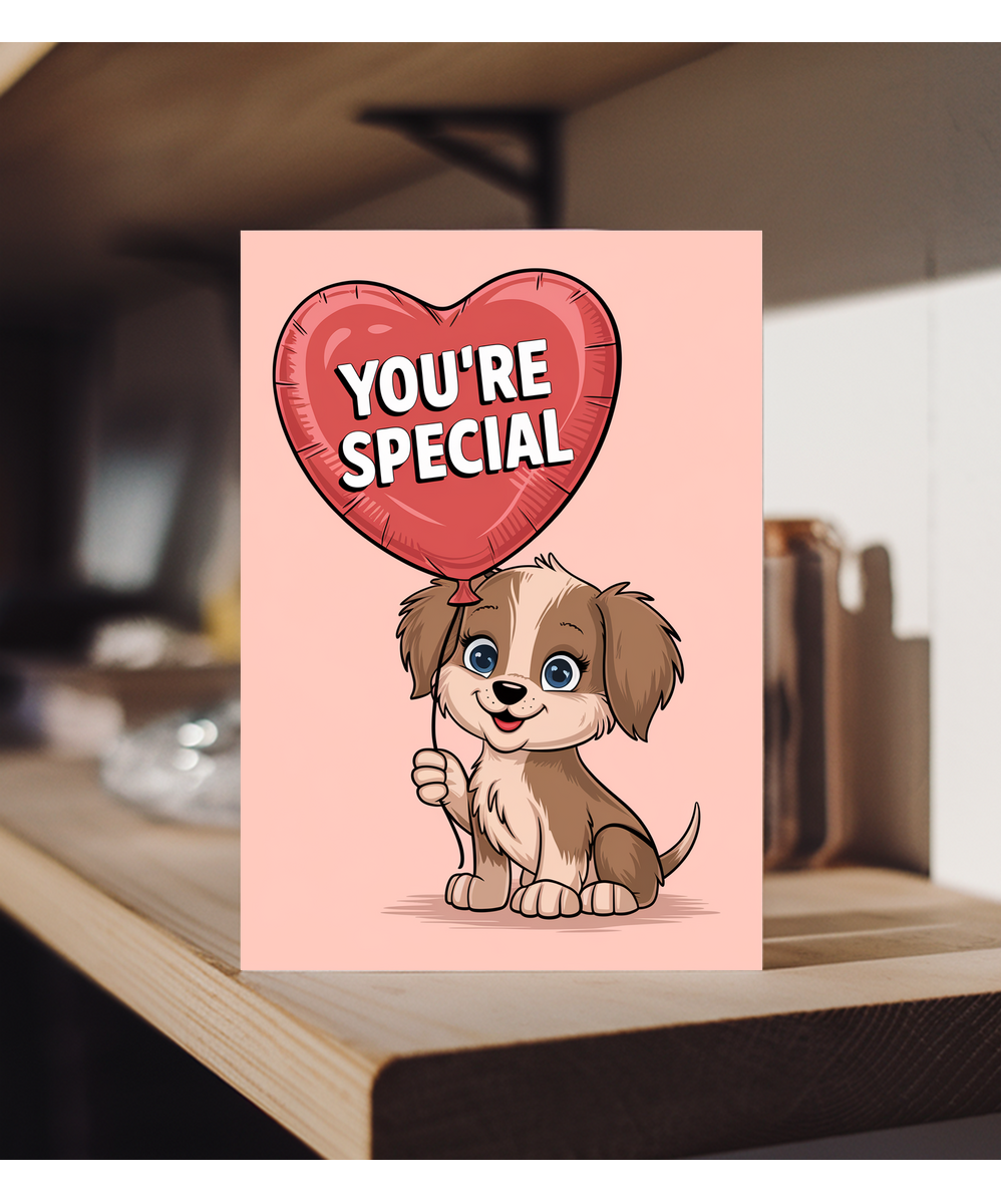 You're Special - Puppy with a Heart Balloon