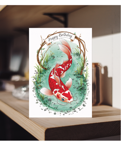 Happy Birthday cute koi watercolour