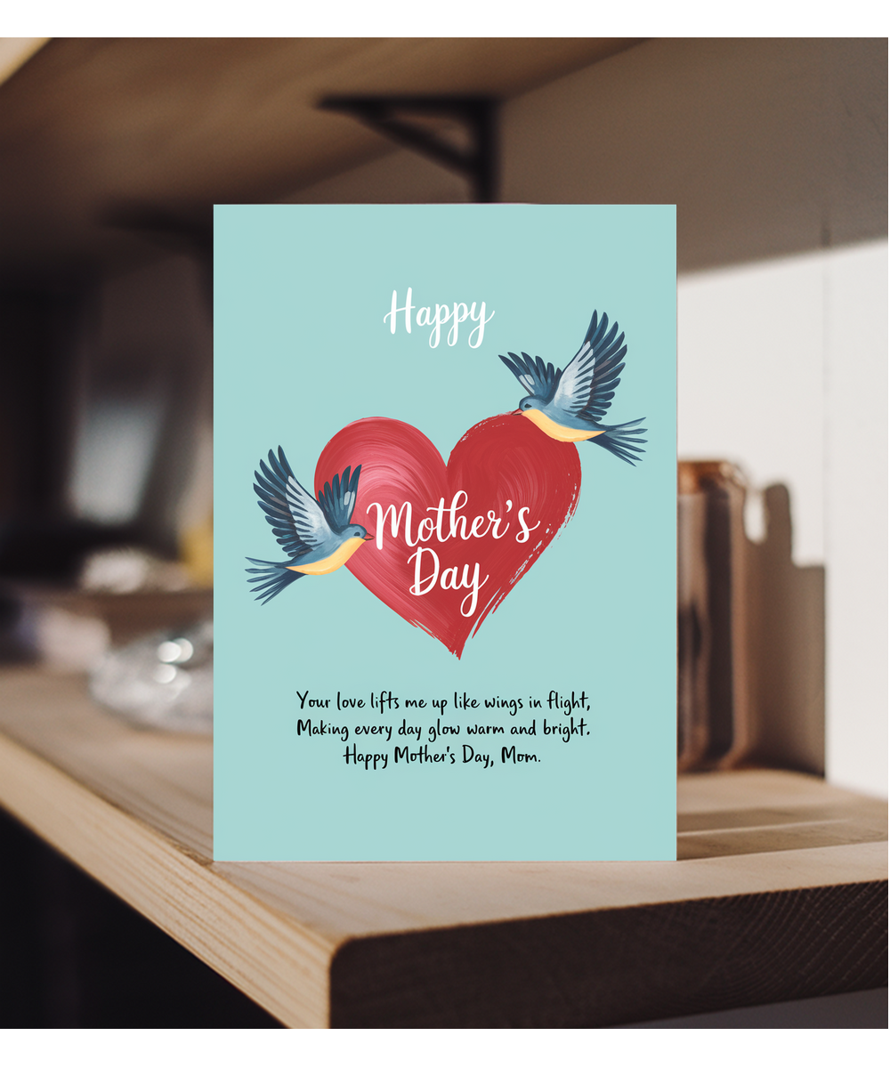 Happy Mother's Day Card Graceful Birds poem Traditional