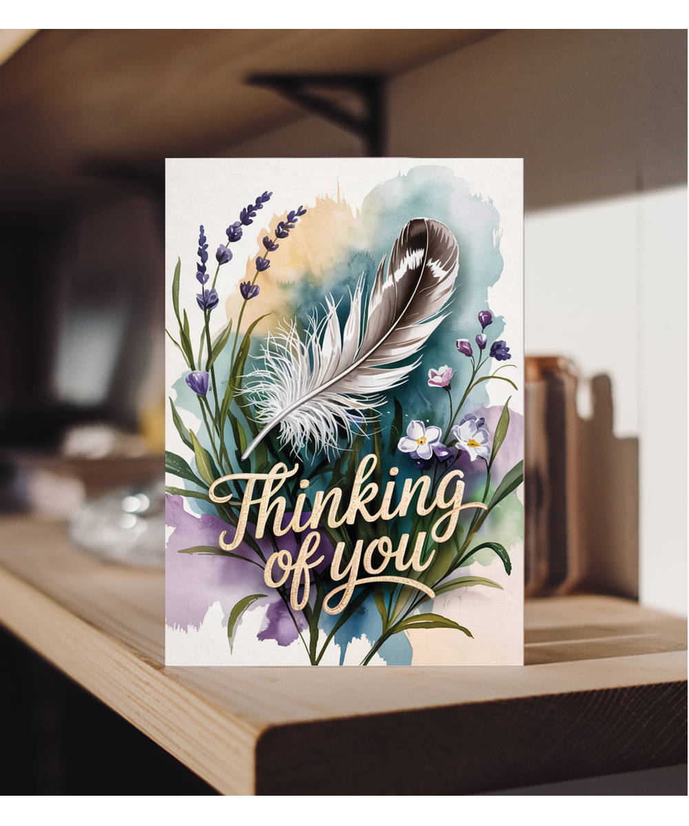 Sympathy Card for the Loss of Loved Ones Thinking of You with Feather Design