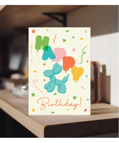 Happy Birthday card balloon dog