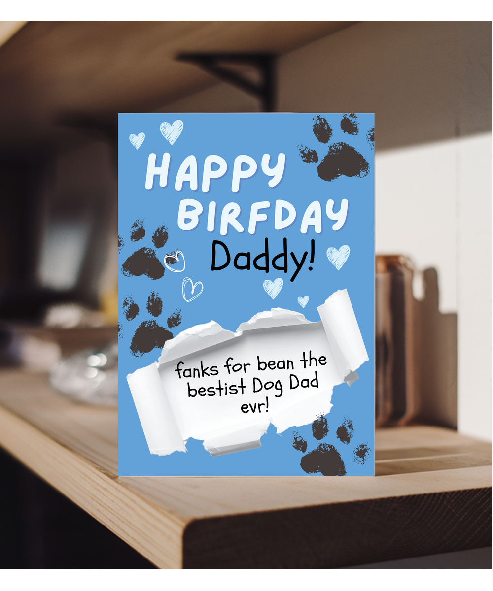Funny Dog Dad Birthday Card from the Dog Pet Parent Gift