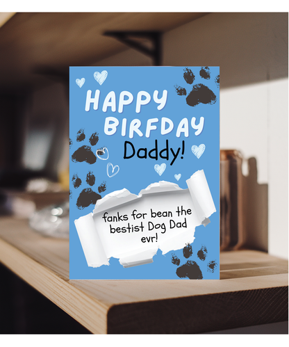 Funny Dog Dad Birthday Card from the Dog Pet Parent Gift