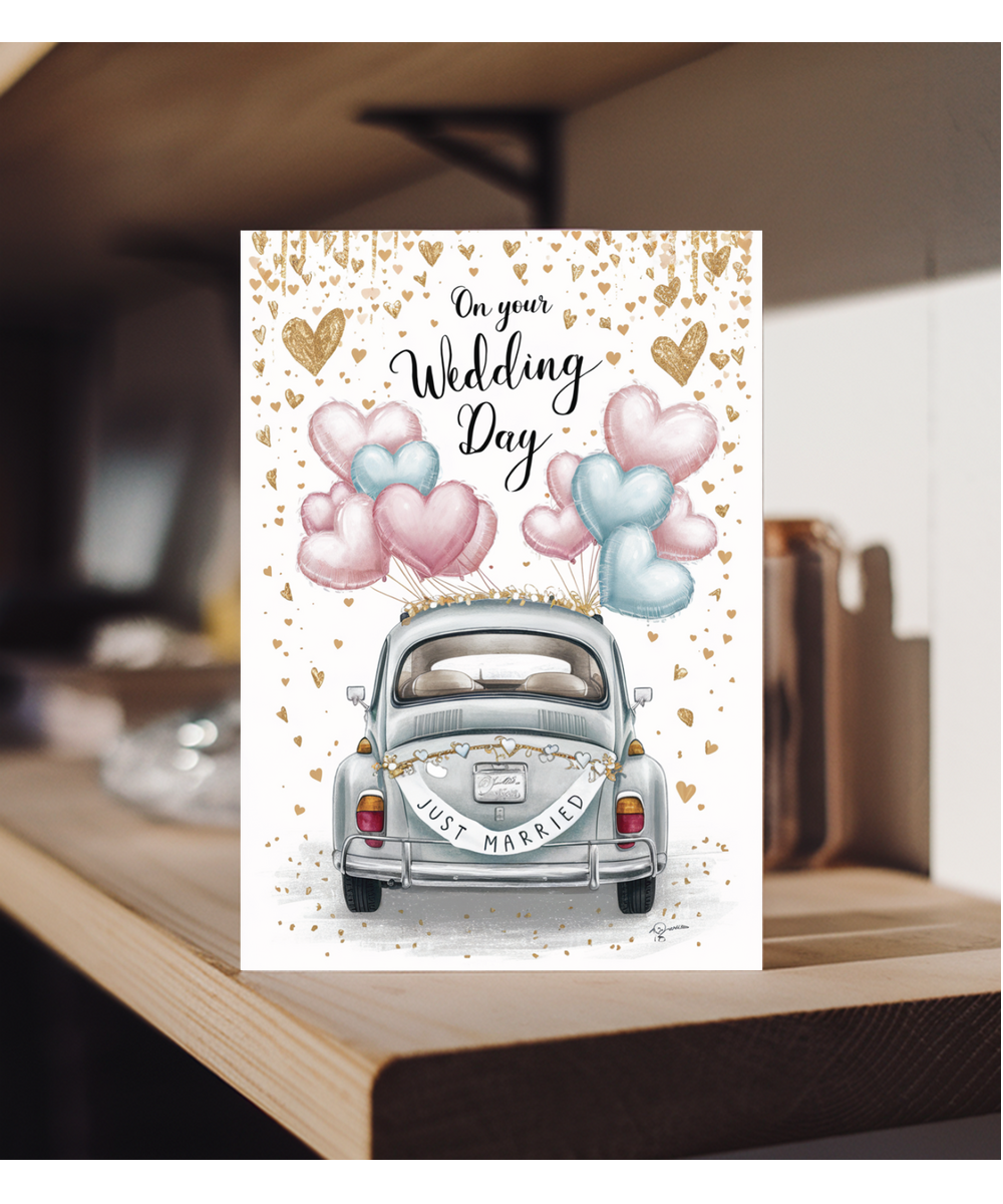 On your wedding day, just married